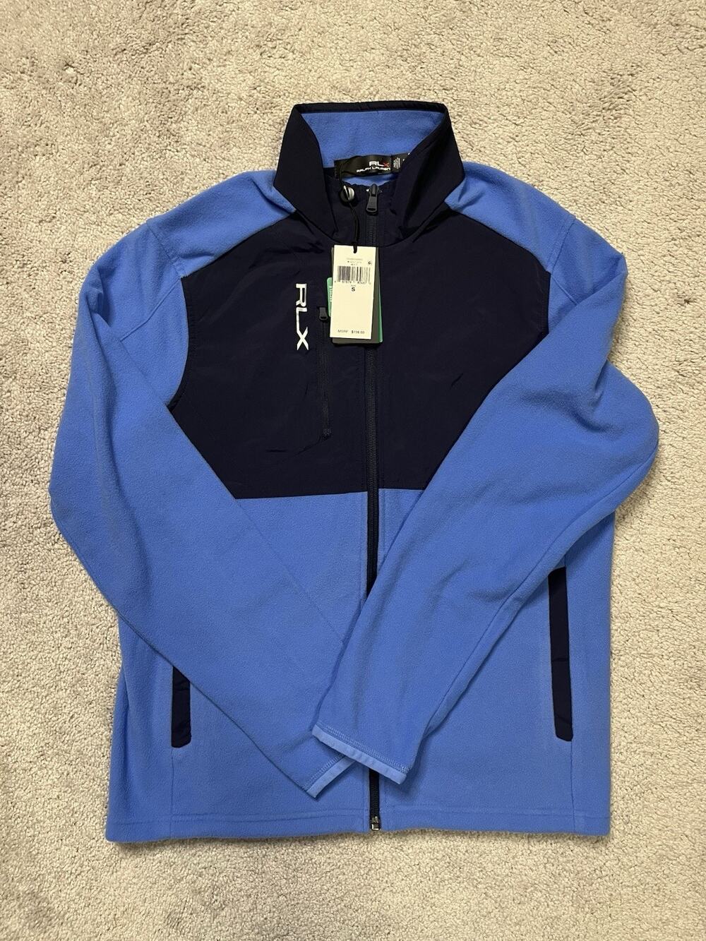 RLX Ralph Lauren Hybrid Fleece Full Zip Blue/Navy Golf Jacket, Men S